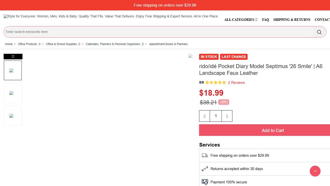 rido/idé Pocket Diary Model Septimus '26 Smile' | A6 Landscape Faux Leather